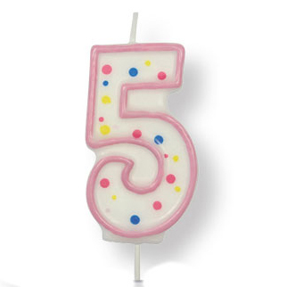 PME Verjaardagskaars Roze Cijfer 5