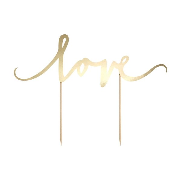 PartyDeco Cake Topper Love - Goud