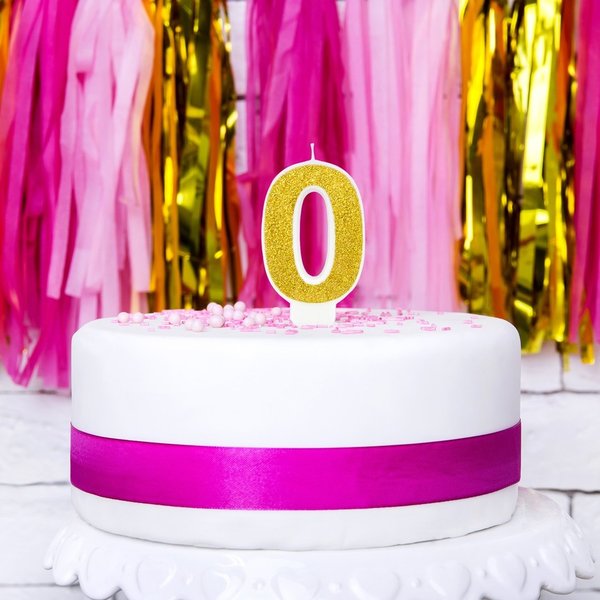 PartyDeco Verjaardag Kaars Nummer 0 - Goud