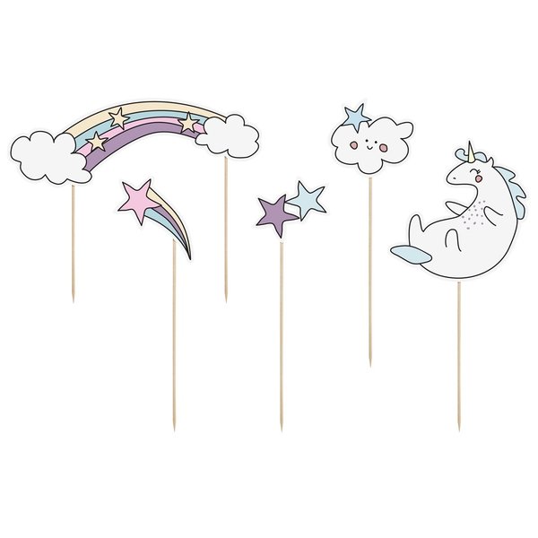 PartyDeco Cake Toppers Unicorn Set/5