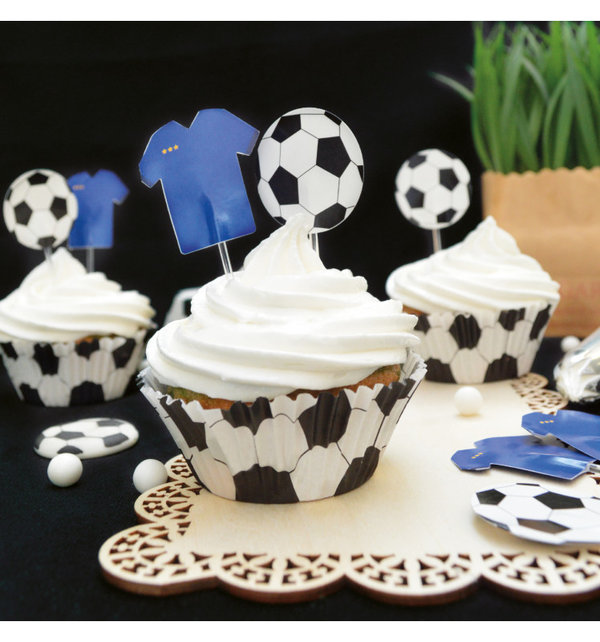 SCRAPCOOKING BAKING CUPS & TOPPERS VOETBAL SET/24